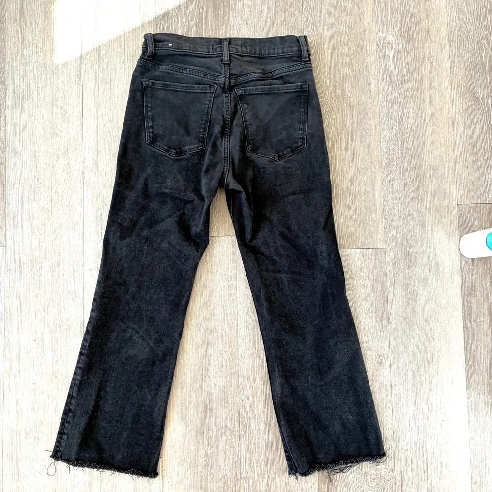 MNG ANTHROPOLOGIE black crop straight leg jeans  Size 6 Raw hem EUC
